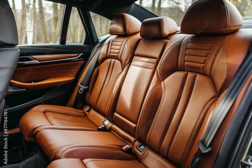 Obraz premium Luxury Sedan Brown Leather Interior