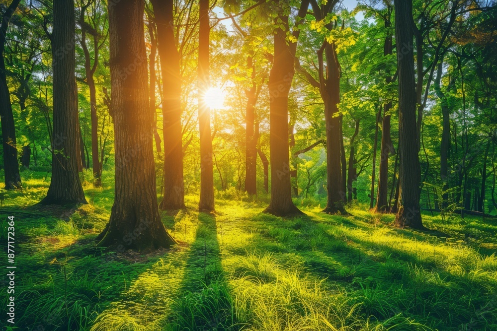 Obraz premium Sunlit Forest Landscape