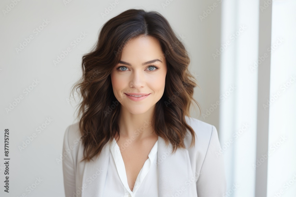 business, people and beauty concept - close up of smiling businesswoman in office business, people and beauty concept - close up of smiling businesswoman in office