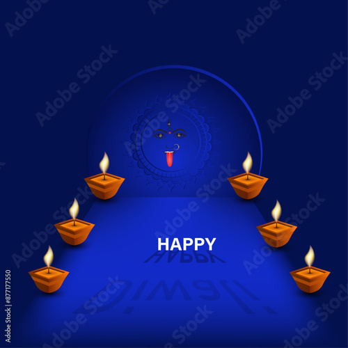 Happy Diwali, Festival of lights ,Vector illustration and Beautiful greeting card for celebration of shubh deepawali,diwali holiday background Paper Graphic of Indian Rangoli,social media post design photo