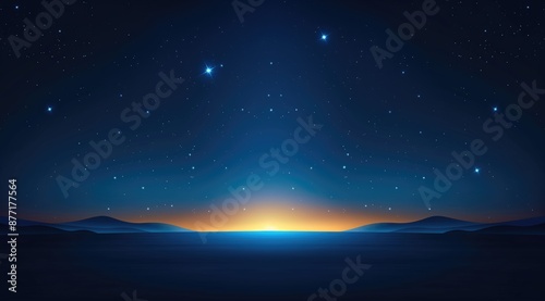 An empty space floor with a view of the earth from space at night, the sky is dark blue with stars and there are no clouds. © trustmastertx