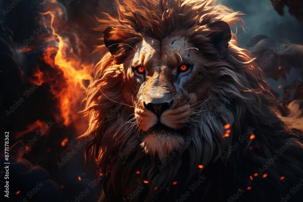 Naklejka premium Lion Lion Light Lion, generative IA