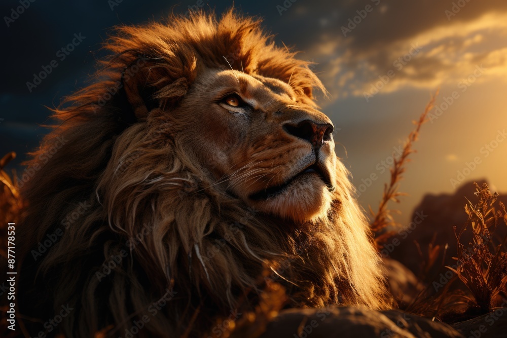 Naklejka premium Majetic eale, highly detailed, orange and orange colors,, generative IA