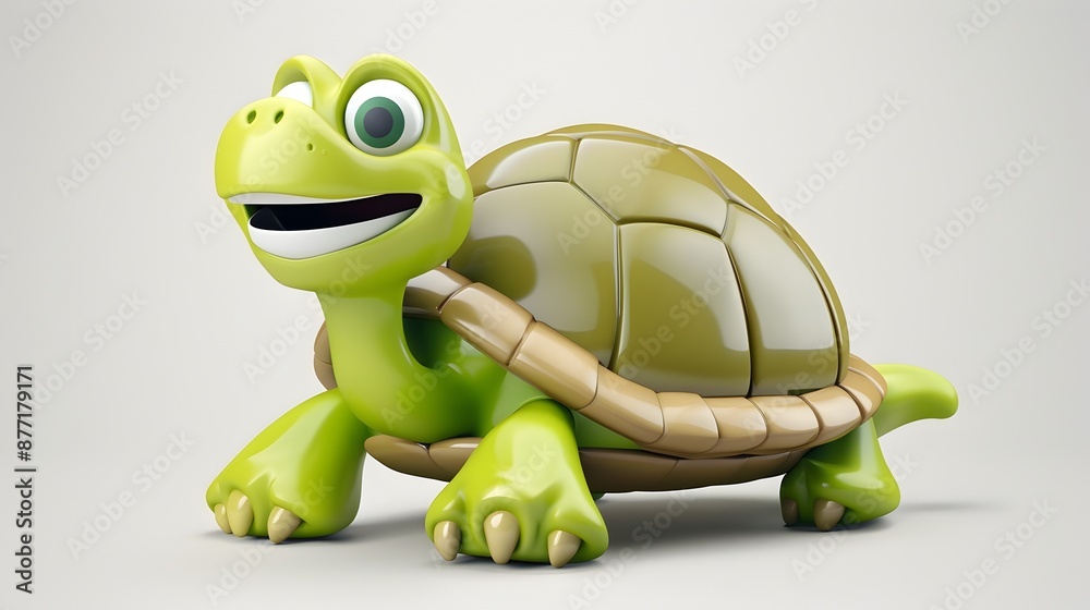 Fototapeta premium Cheerful 3D Rendered Turtle Icon Symbolizing Calm Nature Concept