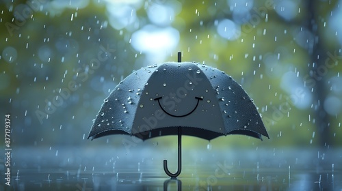 Wallpaper Mural Cheerful 3D Umbrella with Raindrops in Warm Weather Theme Torontodigital.ca