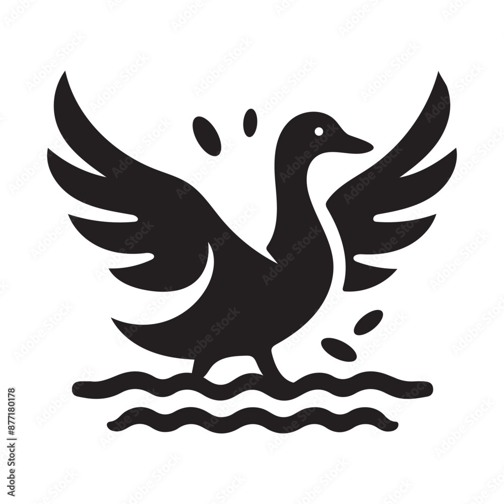 Obraz premium Duck Silhouette Vector Illustration