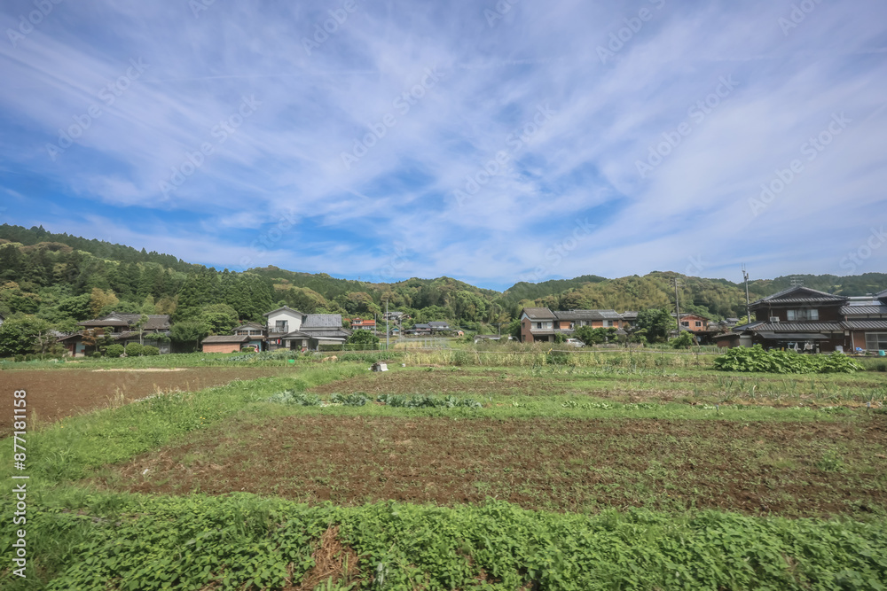 Fototapeta premium Kyushu Landscape of Japan, View from Railways Trains May 13 2024