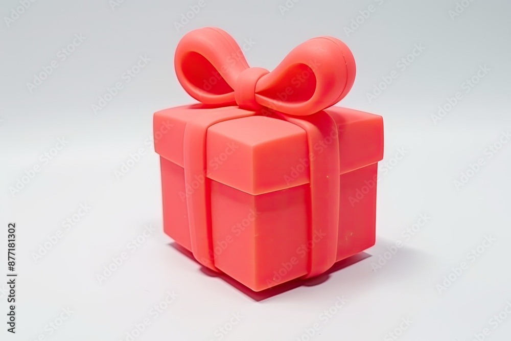 Obraz premium Red gift box with a bow on a white background.