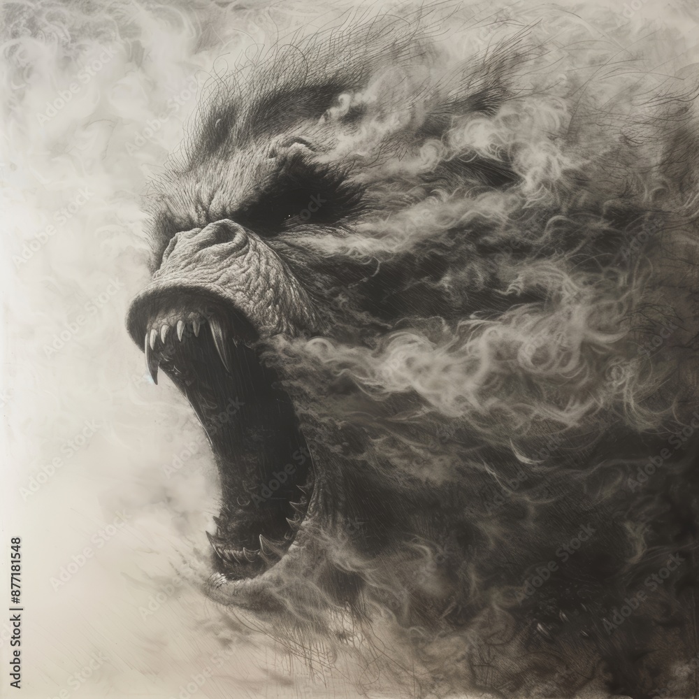 Obraz premium the mouth of a beast with mist who comes out