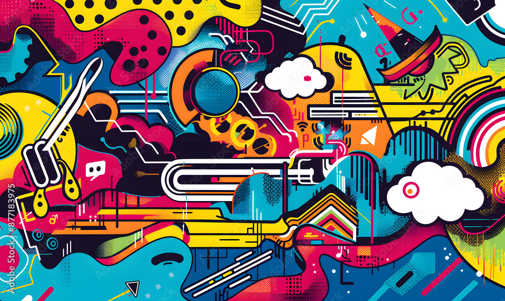 Naklejka premium graphic backgrounds related to technology, communication, and the internet