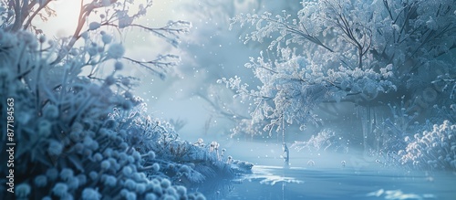 In winter icy trees and pla...