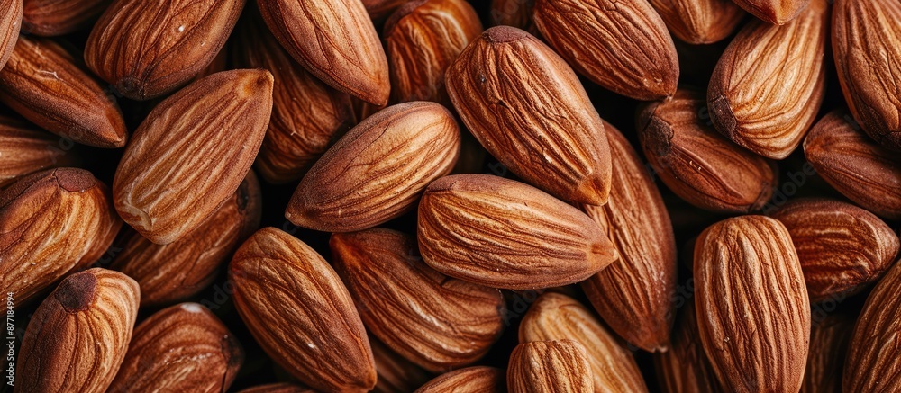 Almonds arranged in a pile creating a background with copy space image Almonds arranged in a pile creating a background with copy space image