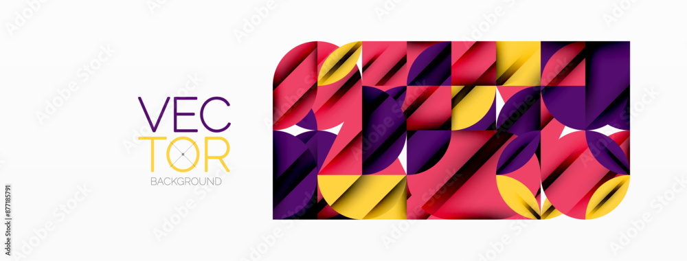 Circle, square and flower petal geometric background. Round shapes composition for wallpaper, banner, background or landing Circle, square and flower petal geometric background. Round shapes composition for wallpaper, banner, background or landing