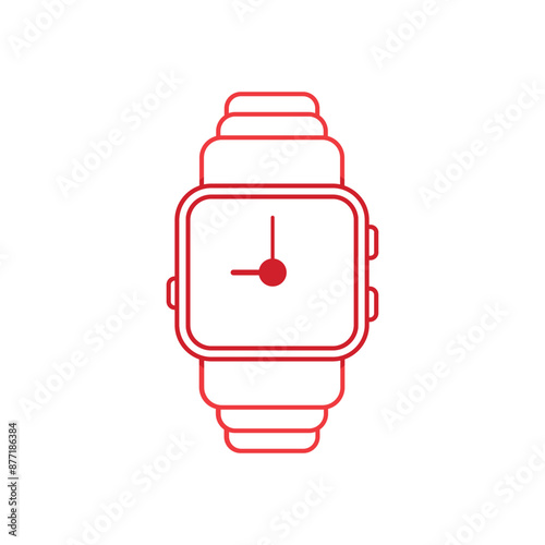 red linear wristwatch icon. concept of innovation device, alarm, term equipment, gear, minimal gadget, individuality wrist watch, lifestyle. flat style trend