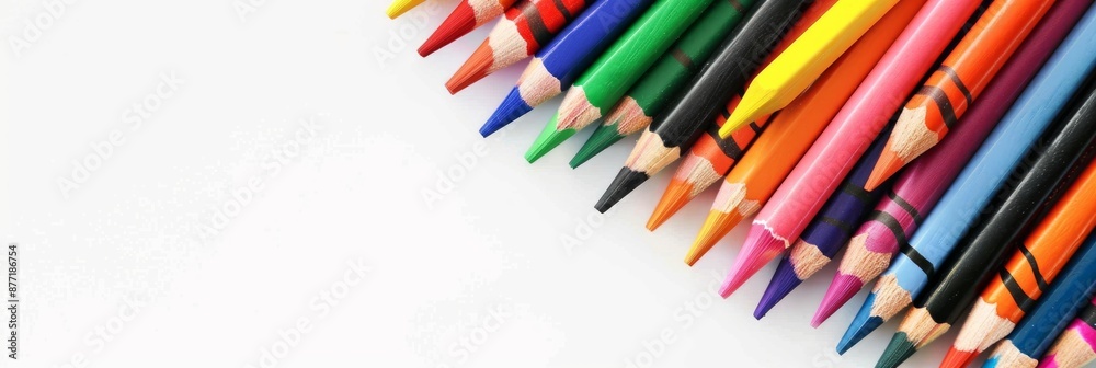 Fototapeta premium Colorful Pencils on White Background