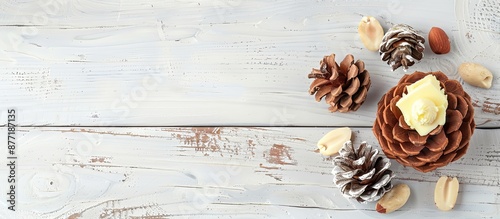 Pine cone with nuts and but...