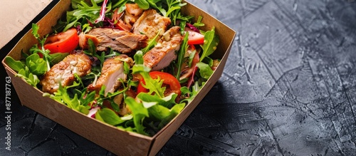 Delicious salad with meat a...