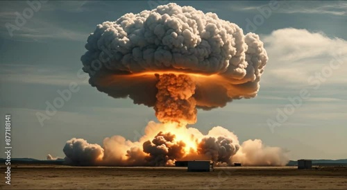 nuclear explosion with smoke in the form of a cloud
