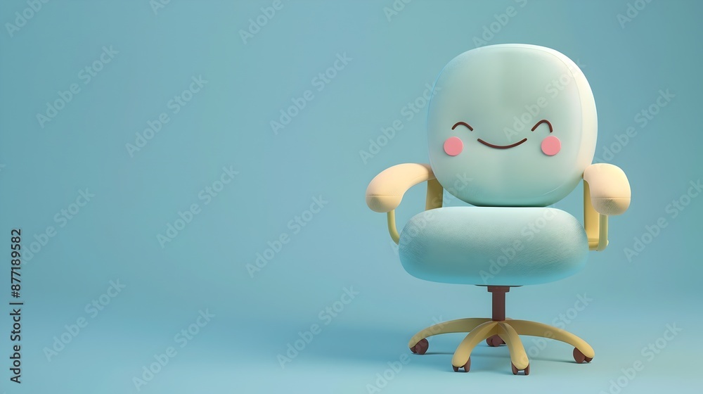 Cheerful 3D Rendered Smiling Office Chair - Comfortable Business Workplace Icon Cheerful 3D Rendered Smiling Office Chair - Comfortable Business Workplace Icon