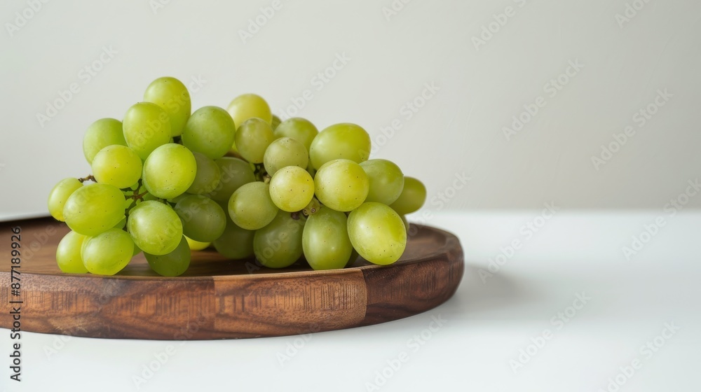 Green Grapes with White Background and Copy Space Green Grapes with White Background and Copy Space