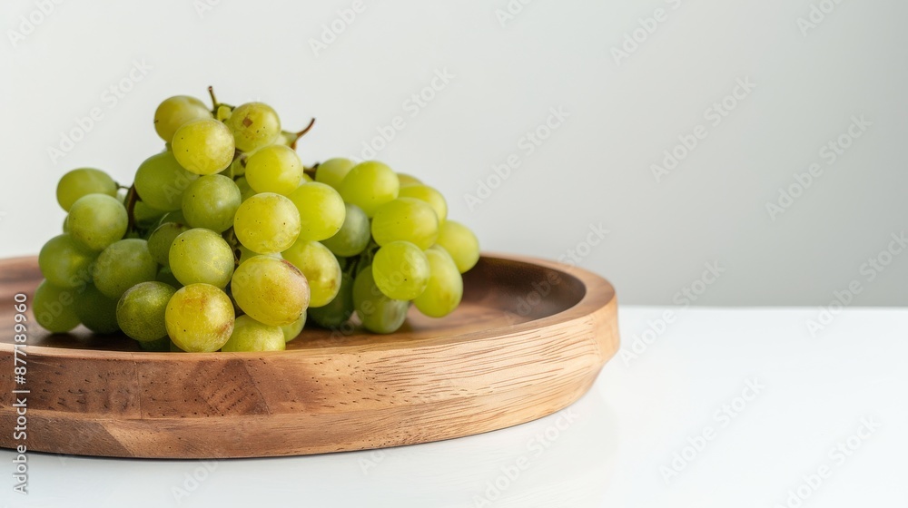 Green Grapes with White Background and Copy Space Green Grapes with White Background and Copy Space