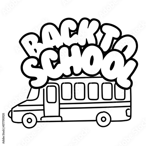 Back to school typography with bus