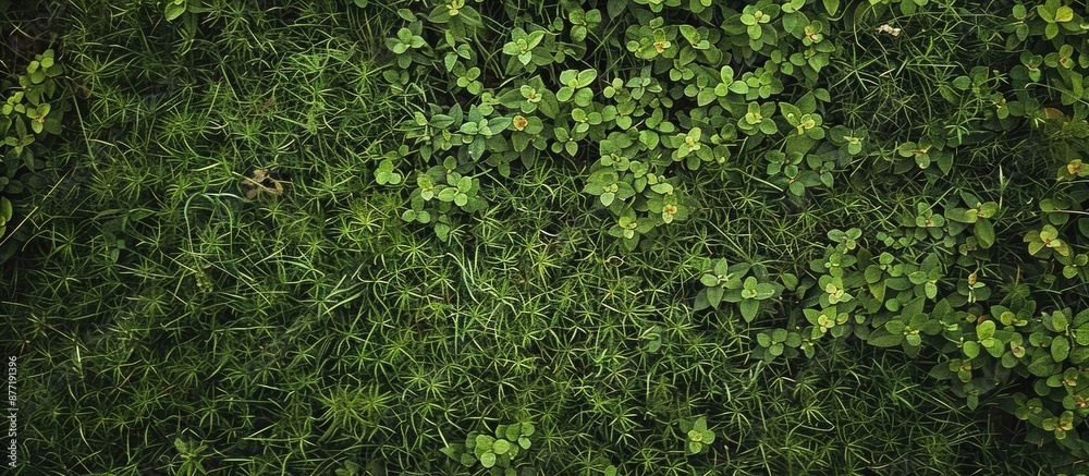Top view of a textured background with green grass suitable for a copy space image Top view of a textured background with green grass suitable for a copy space image