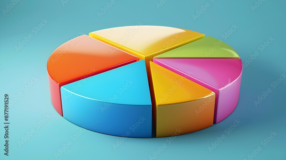 Obraz premium Vibrant 3D Pie Chart Icon for Business Analytics and Financial Data Visualization