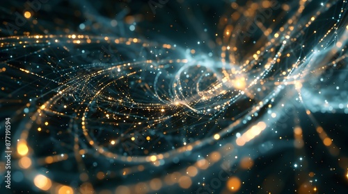 Interconnected Quantum Particles Representing Advanced Computational Physics Concept © pkproject