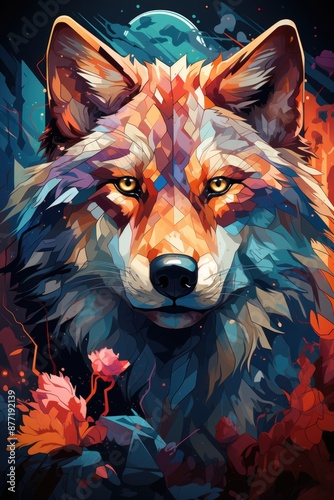 Obraz na płótnie Wolf Wolf Animation of Wolf Vector Vector, generative IA w salonie