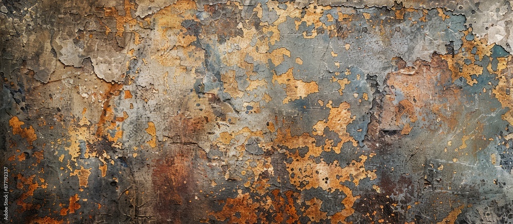 Fototapeta premium A retro pattern wall with a vintage or grungy background of natural cement or stone texture creates a concept wall banner with an aged rusted material for a metaphorical copy space image
