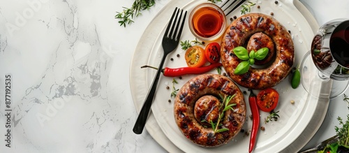 Spiral grilled sausage with...