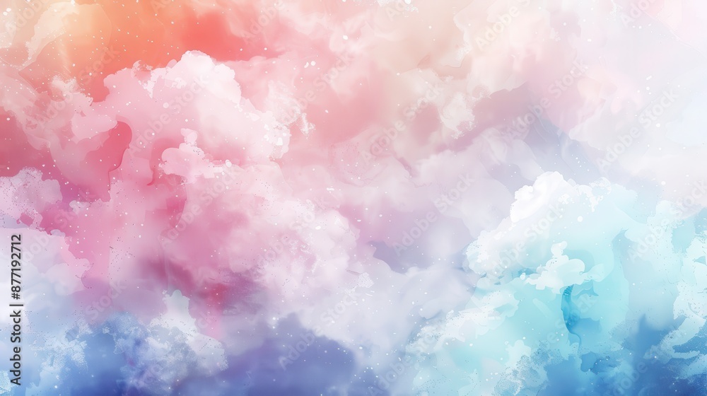 Watercolor painting of clouds in pink, white, and blue tones Watercolor painting of clouds in pink, white, and blue tones