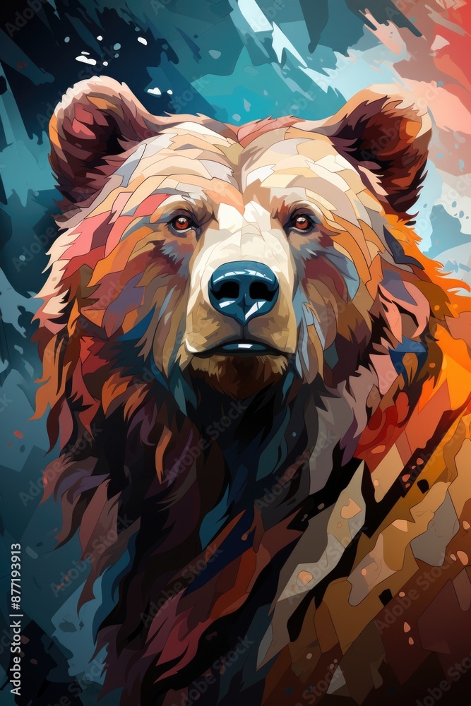 Colorful head bear in pop art style., generative IA