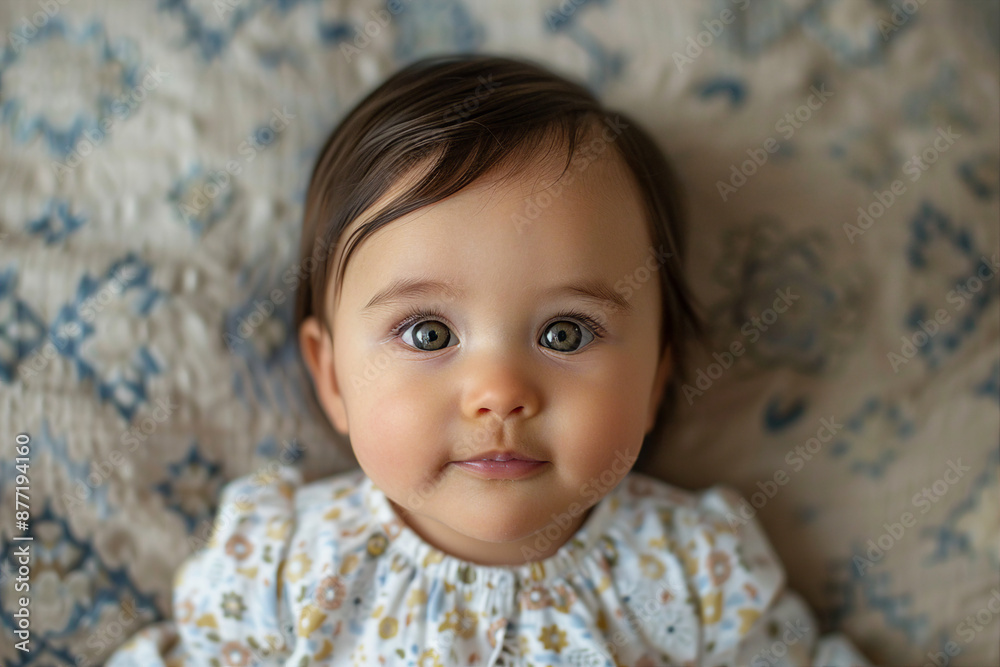 Happy cute small baby boy girl made by Generative AI technology in cute clothes infant toddler age Happy cute small baby boy girl made by Generative AI technology in cute clothes infant toddler age