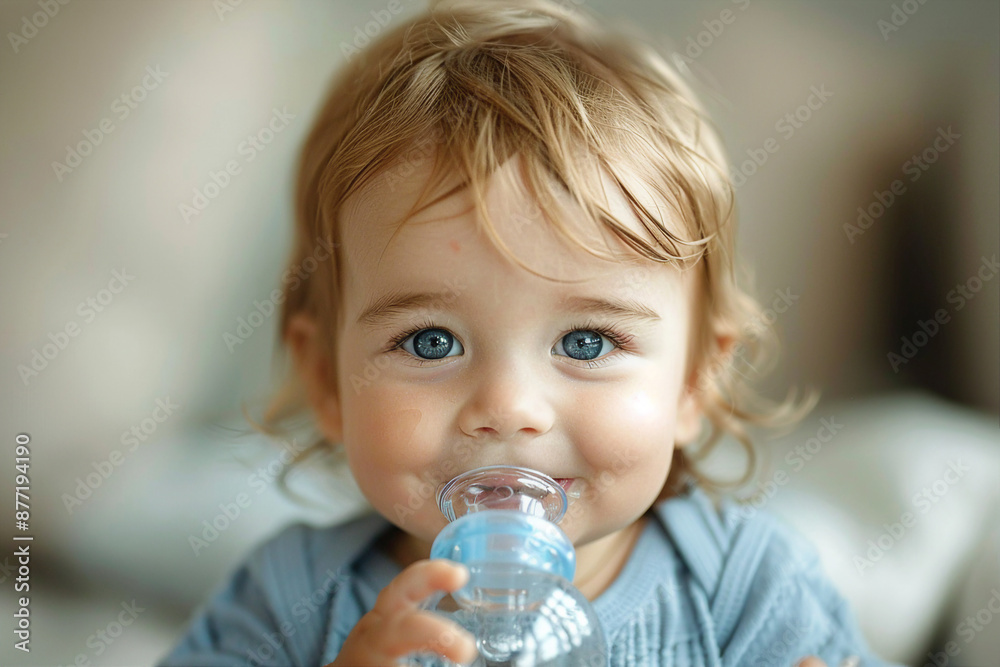 Happy cute small baby boy girl made by Generative AI technology in cute clothes infant toddler age Happy cute small baby boy girl made by Generative AI technology in cute clothes infant toddler age