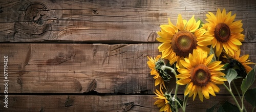 Sunflowers displayed agains...
