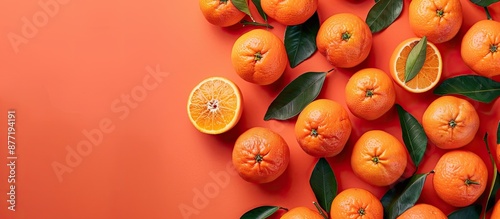 Fresh mandarins arranged on...
