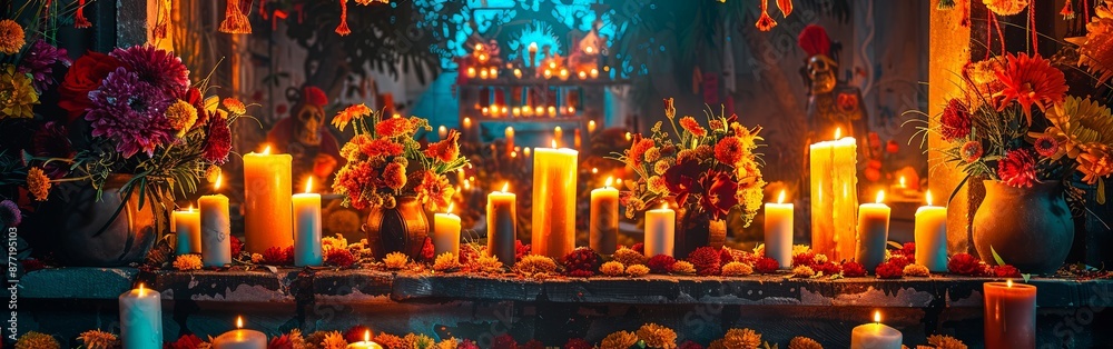 Vibrant Celebration of Dia de los Muertos Altar Vibrant Celebration of Dia de los Muertos Altar