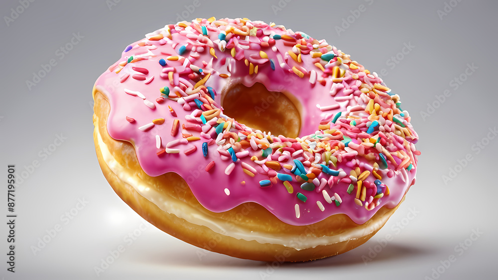 Detailed, realistic illustration of Donut, focusing on the texture and color of the ingredients Detailed, realistic illustration of Donut, focusing on the texture and color of the ingredients