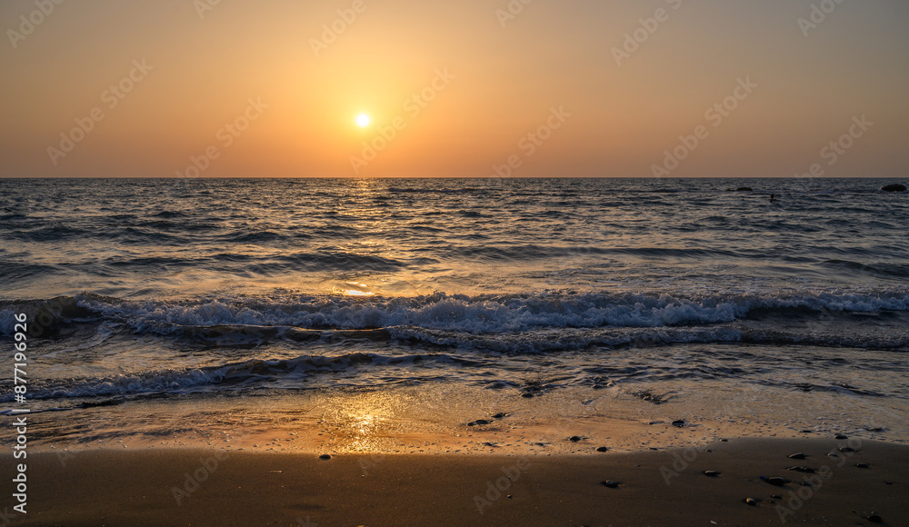 Big sun and sea sunset background. Nature composition. Big sun and sea sunset background. Nature composition.