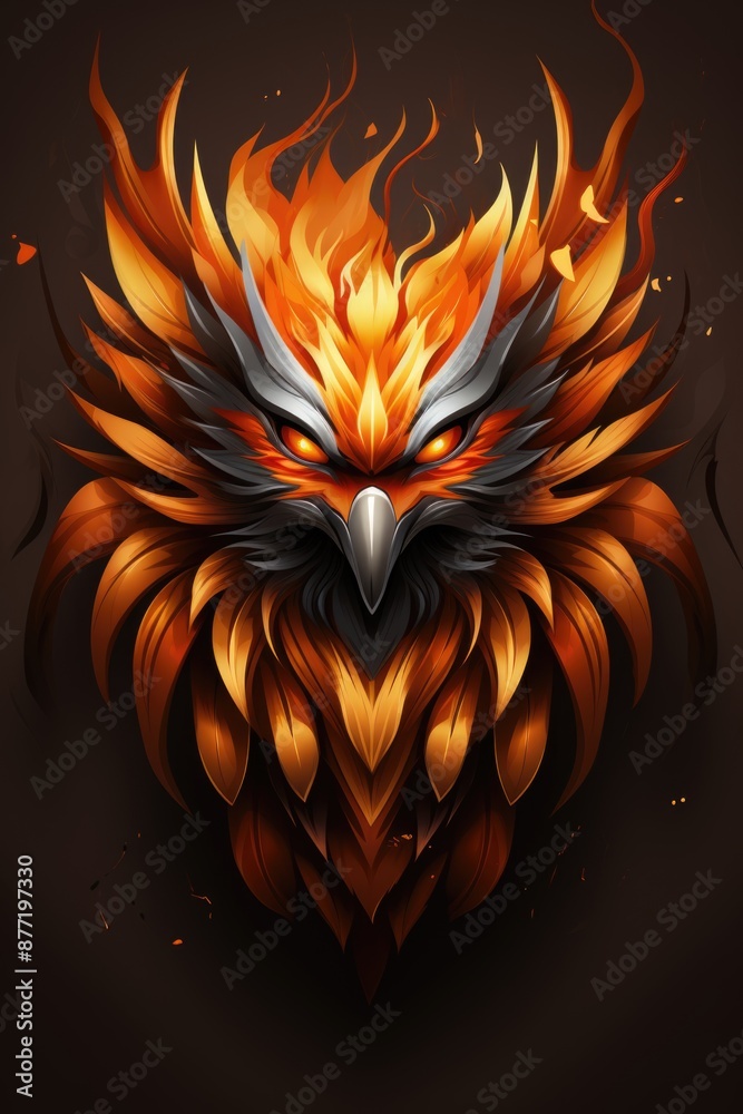 Fire phoenix mascot logo design, generative IA
