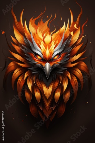 Obraz na płótnie Fire phoenix mascot logo design, generative IA w salonie