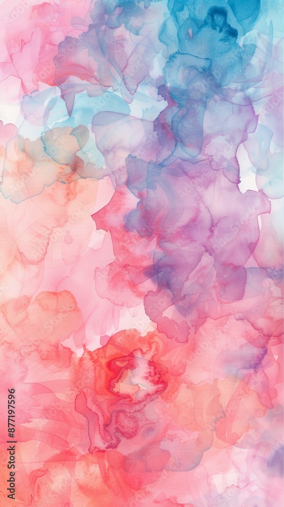 Abstract watercolor painting with shades of pink, blue, and orange Abstract watercolor painting with shades of pink, blue, and orange