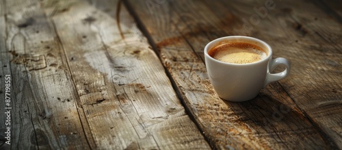 Coffee cup resting on a woo...
