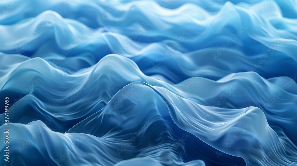 Blue fabric waves move gently in the breeze Blue fabric waves move gently in the breeze