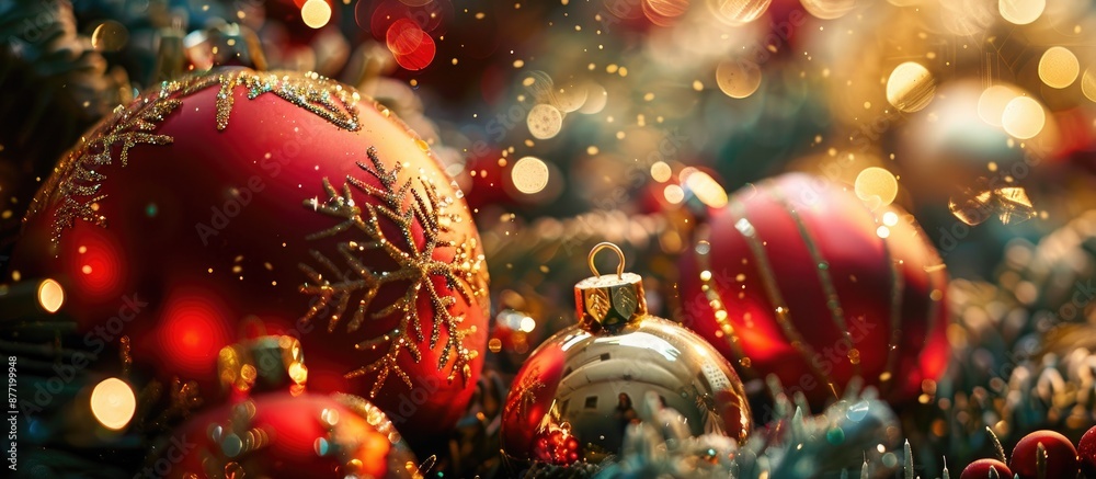 Details of Christmas ornaments and decoration captured in a copy space image Details of Christmas ornaments and decoration captured in a copy space image