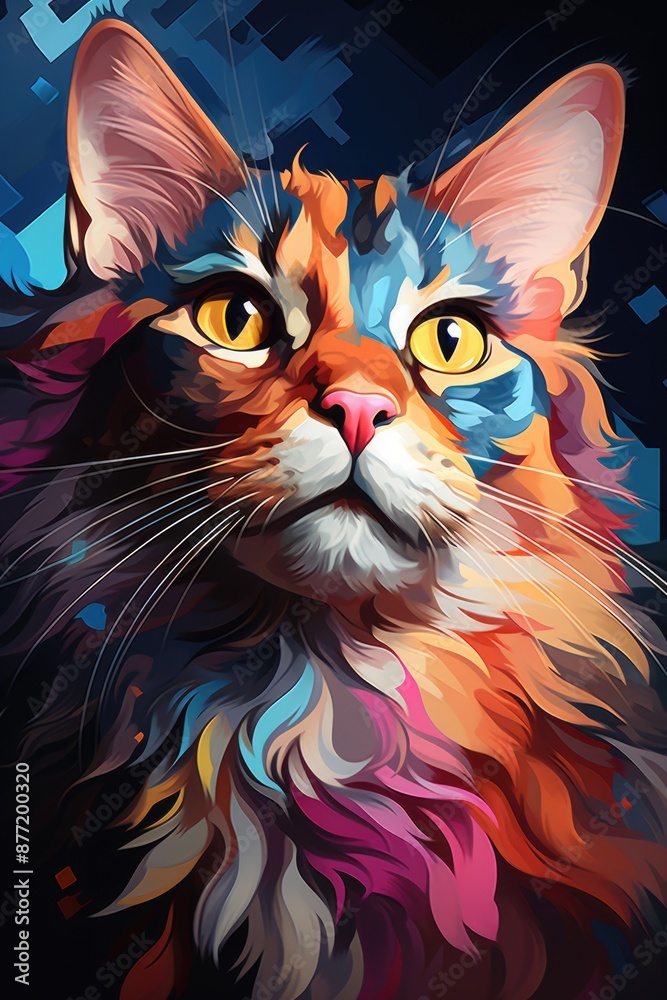 Cute Pop Art Colorful Cat, generative IA Cute Pop Art Colorful Cat, generative IA