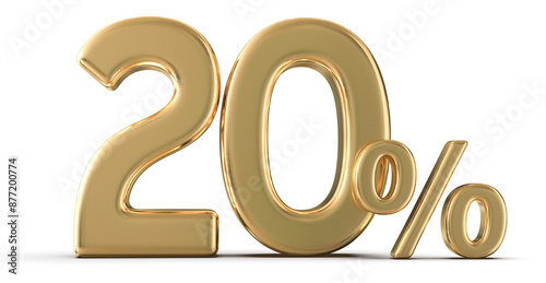 20 Percent Off Sale Gold Number 3D