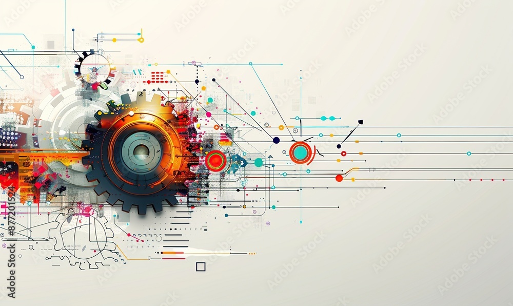 Abstract Gear and Circuitry Illustration Abstract Gear and Circuitry Illustration